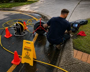 Plumber inspecting a blocked drain in Bossley Park